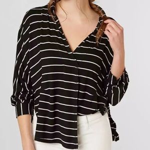Free People We the Free Can’t Fool Me Striped Tee Top Black Lilac Medium